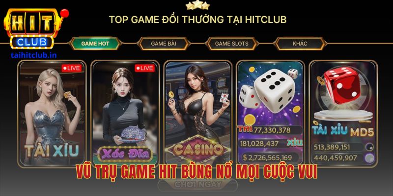 Vũ trụ game quy tụ những tựa game đỉnh cao như Tài Xỉu Nổ Hũ